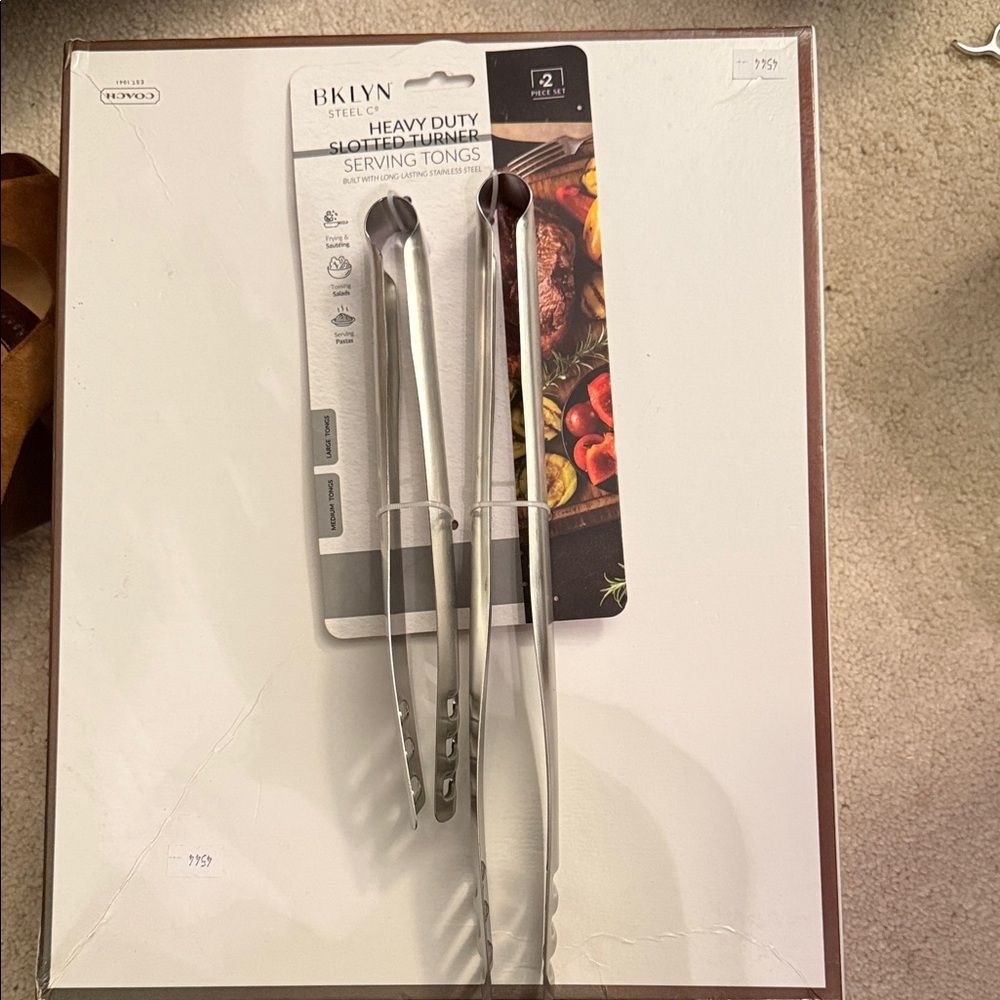 Silver Slotted Turner and Serving Tongs Set